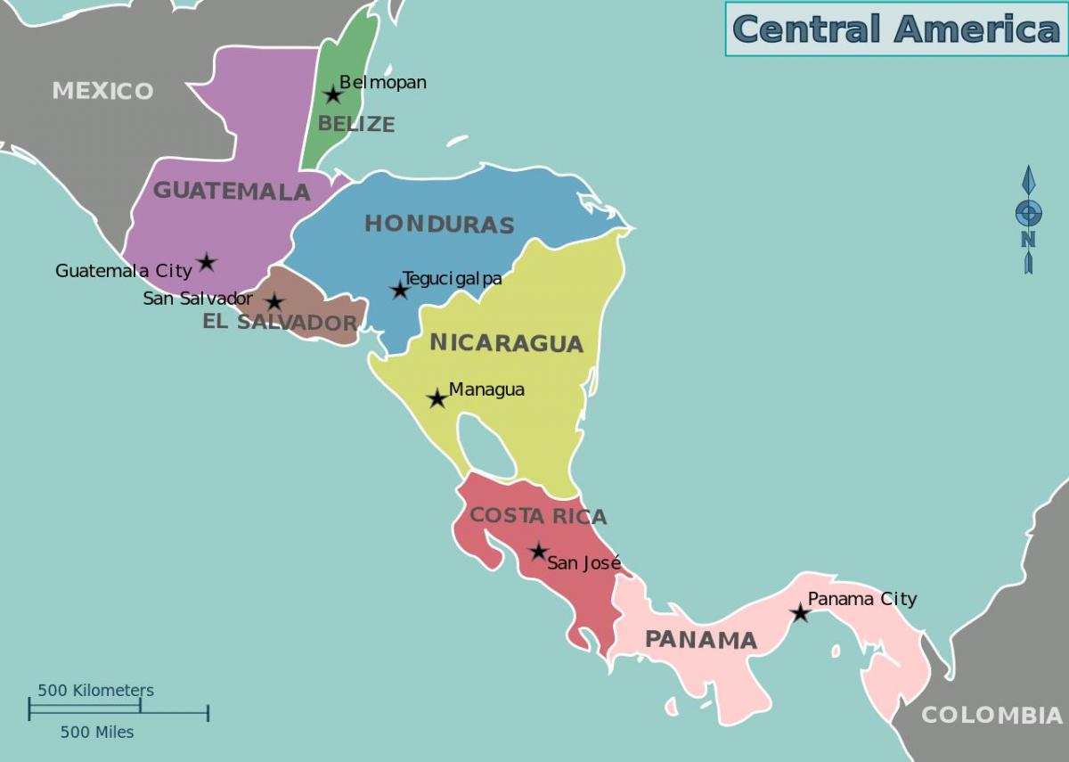 карта на Хондурас картата на Централна Америка