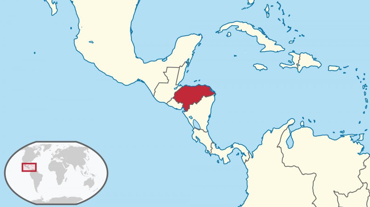 Местоположение на Хондурас върху картата на света