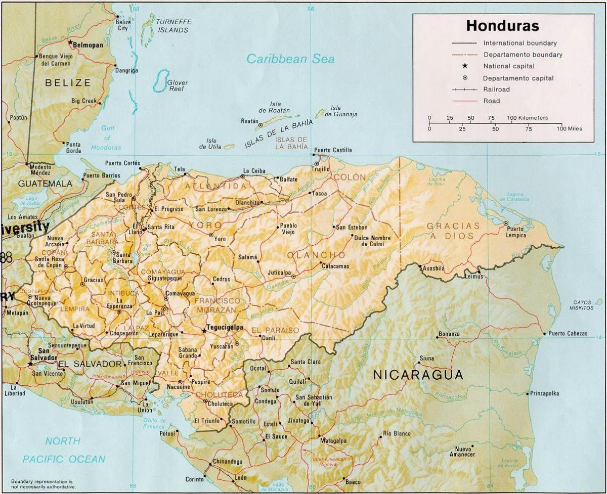 залива на остров роатан Хондурас картата