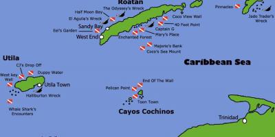 На остров в Хондурас картата