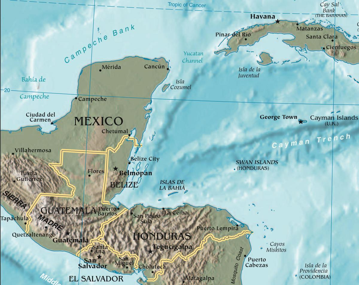 карта на предната част на хондурас залив 
