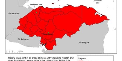 Карта на Хондурас с маларията