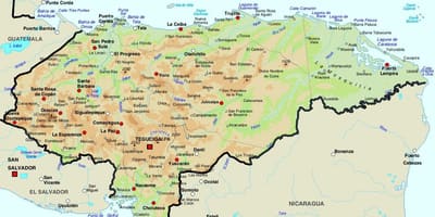 Карта на Хондурас и съседните страни