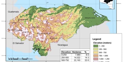 Карта на Хондурас височина