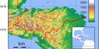Карта на Хондурас топографическая