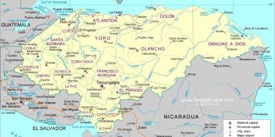Карта на политическата карта на Хондурас